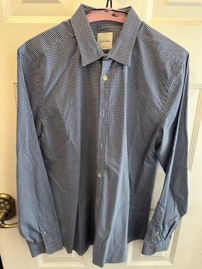 Paul Smith Blue and White Micro-Check Dress Shirt